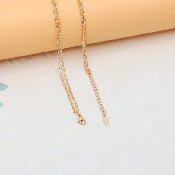 Layered Rose Gold Necklace with Ball Charm, XPNL0350 - Picture 13 of 13